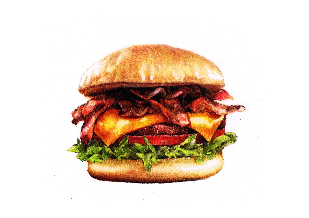 burger colored pencil drawing free photo