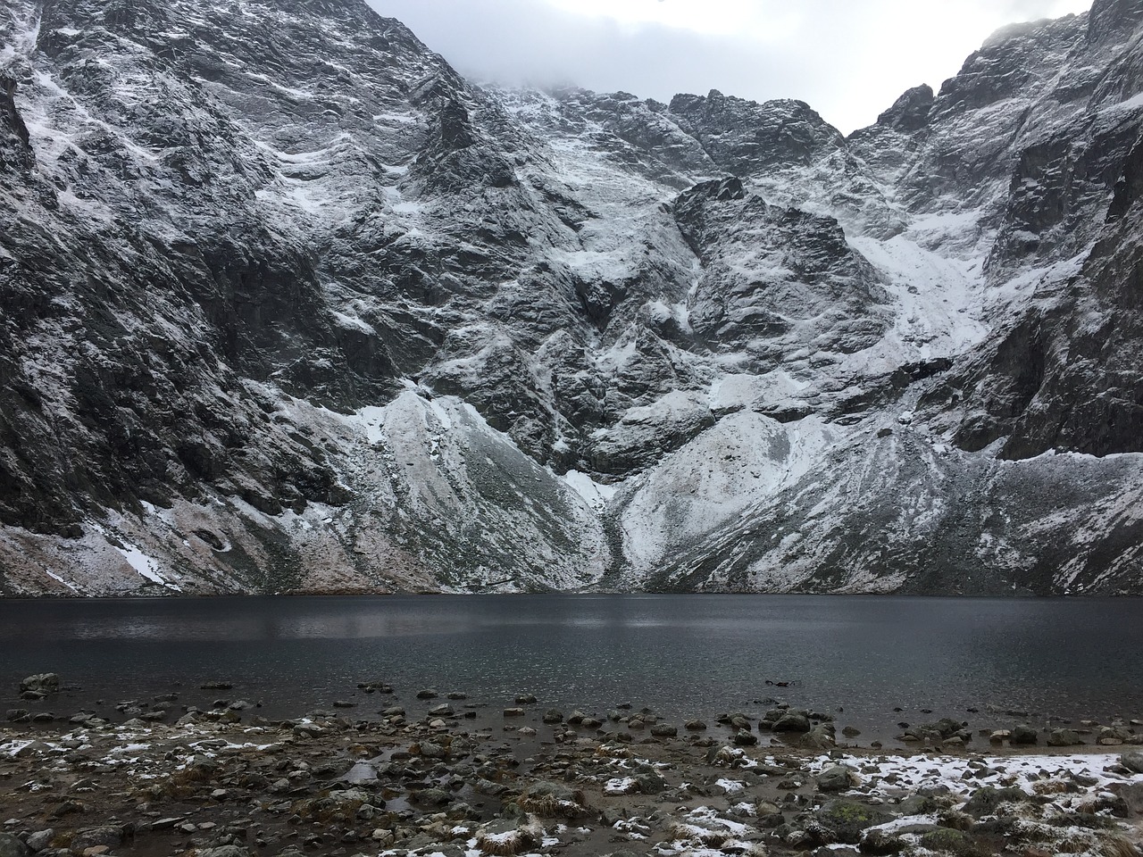 buried black pond mountains free photo