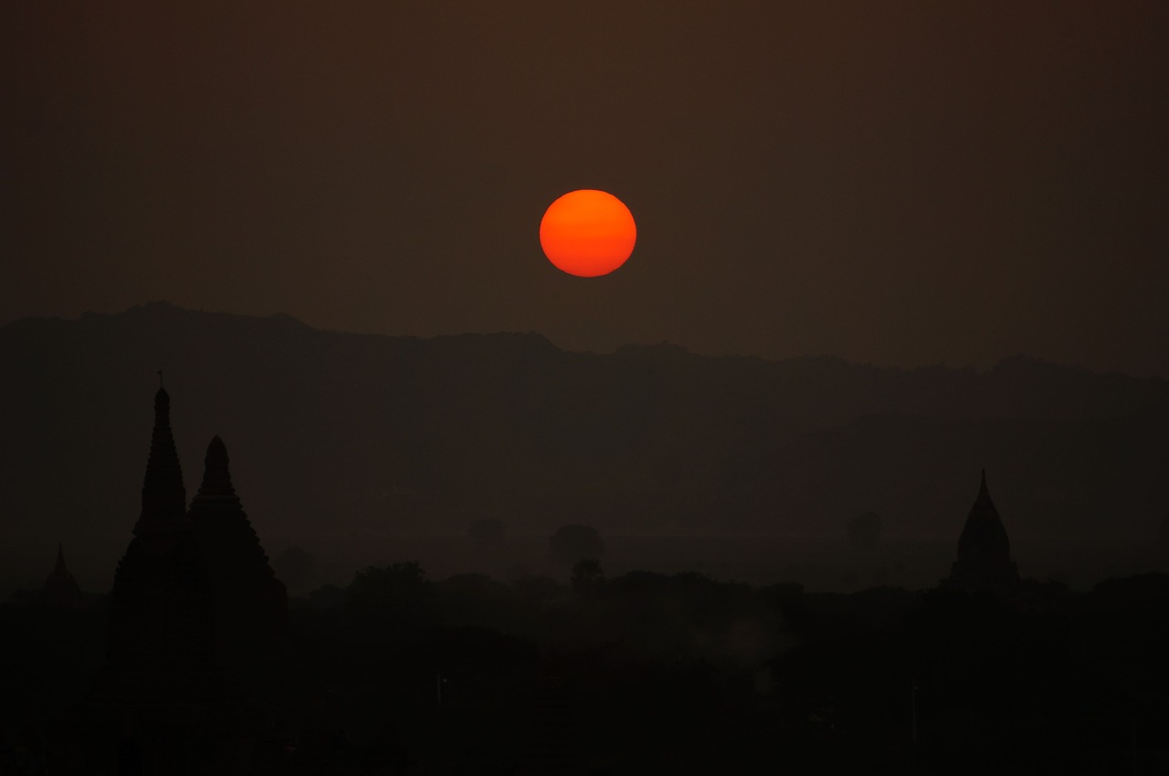 burma sunset red free photo