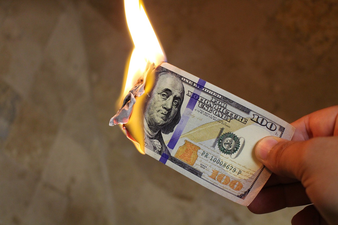 burning money dollars cash free photo