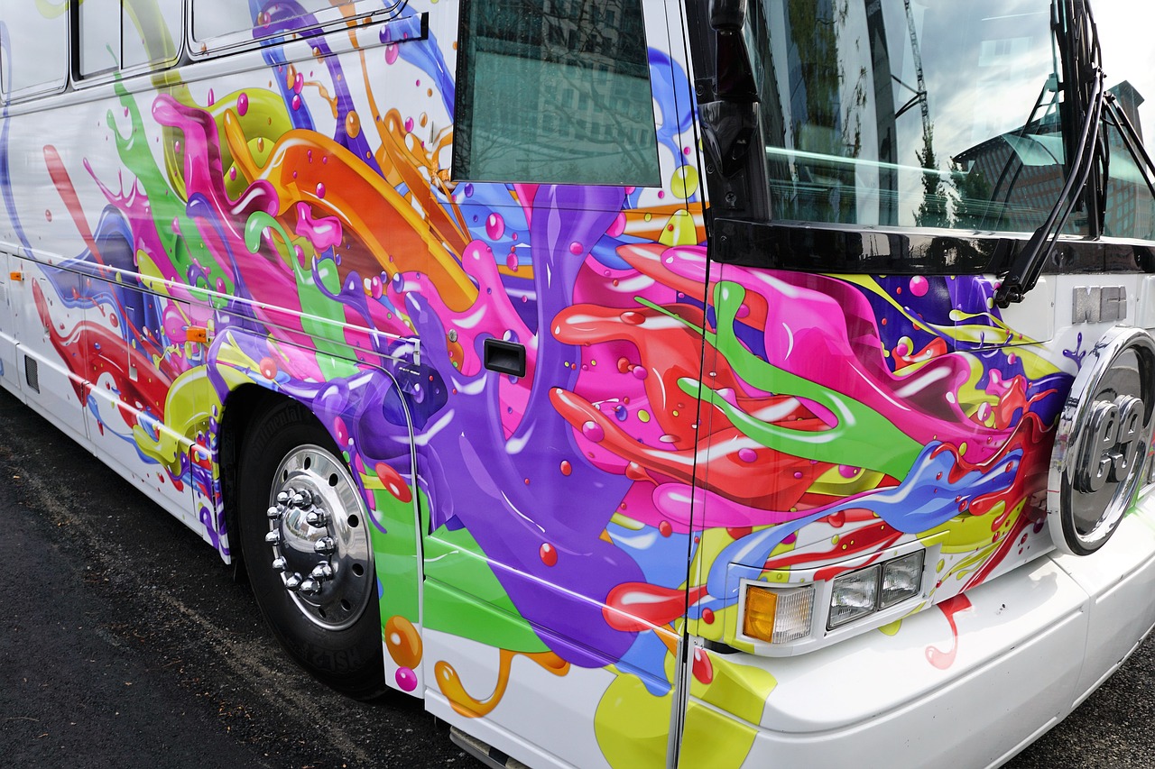 bus colorful white free photo