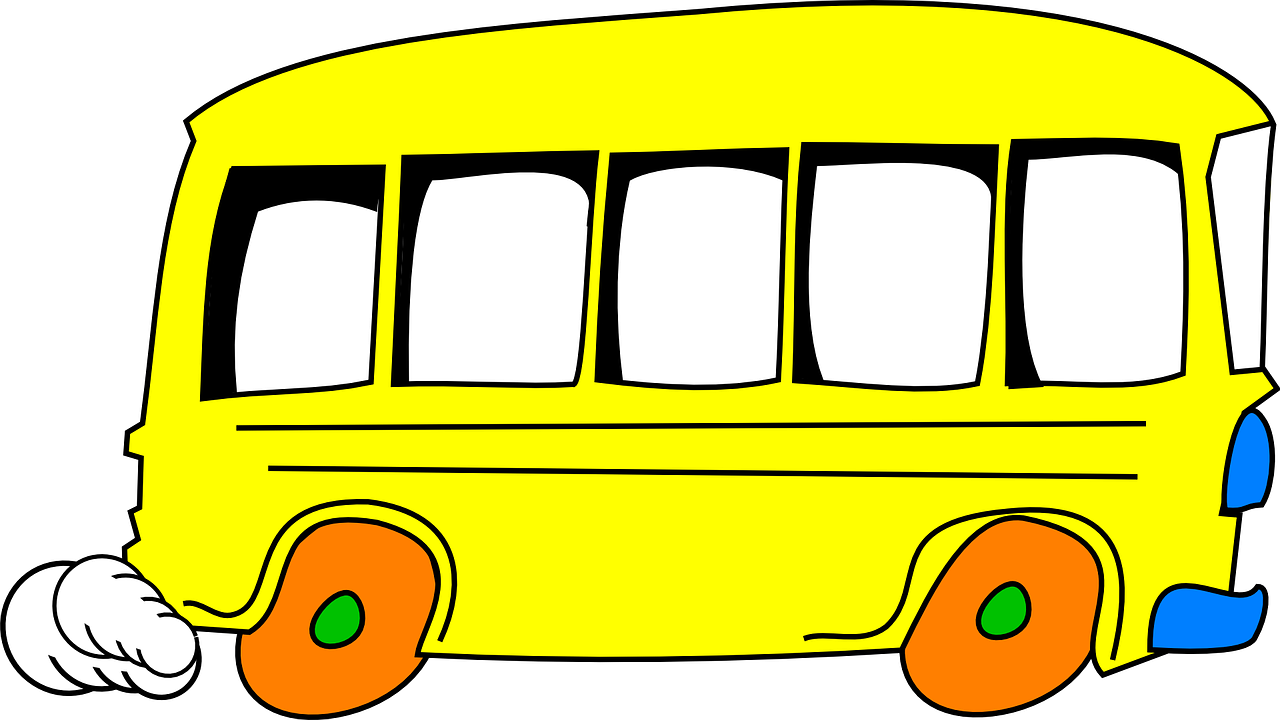 Download free photo of Bus,yellow,cartoon,transportation,school - from  