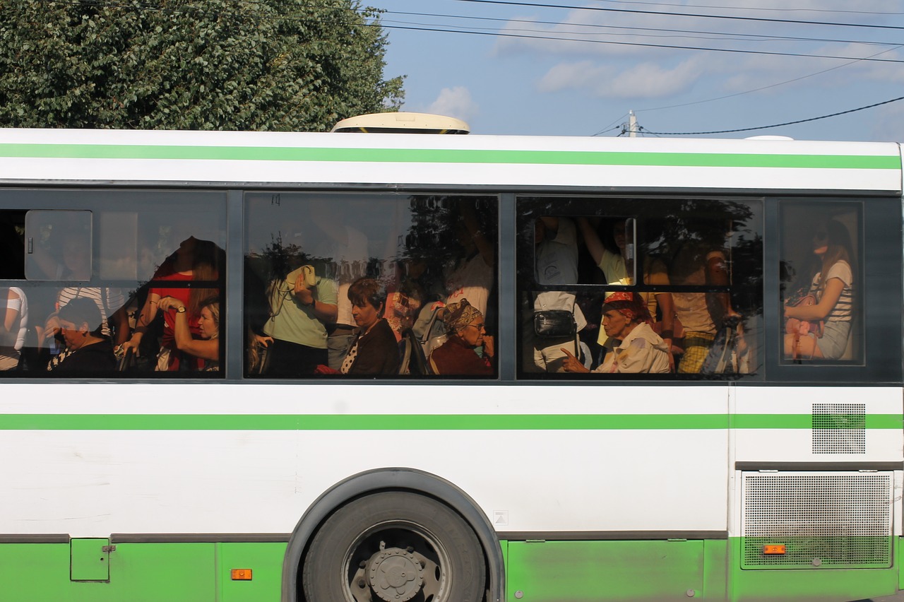 bus  passengers  filled with free photo