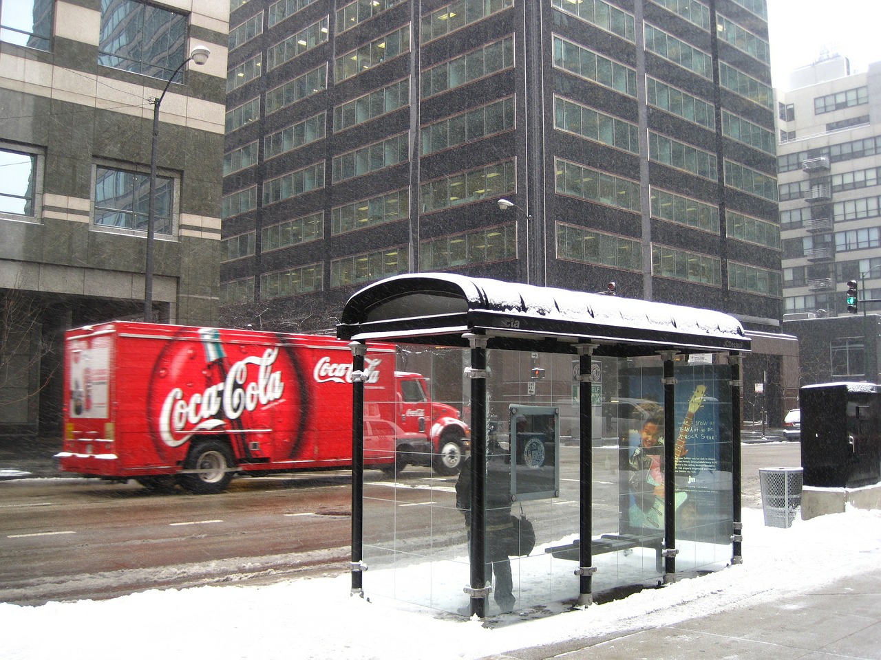 bus stop snow coke free photo