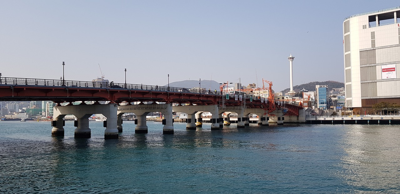 busan  bridge  landscape free photo