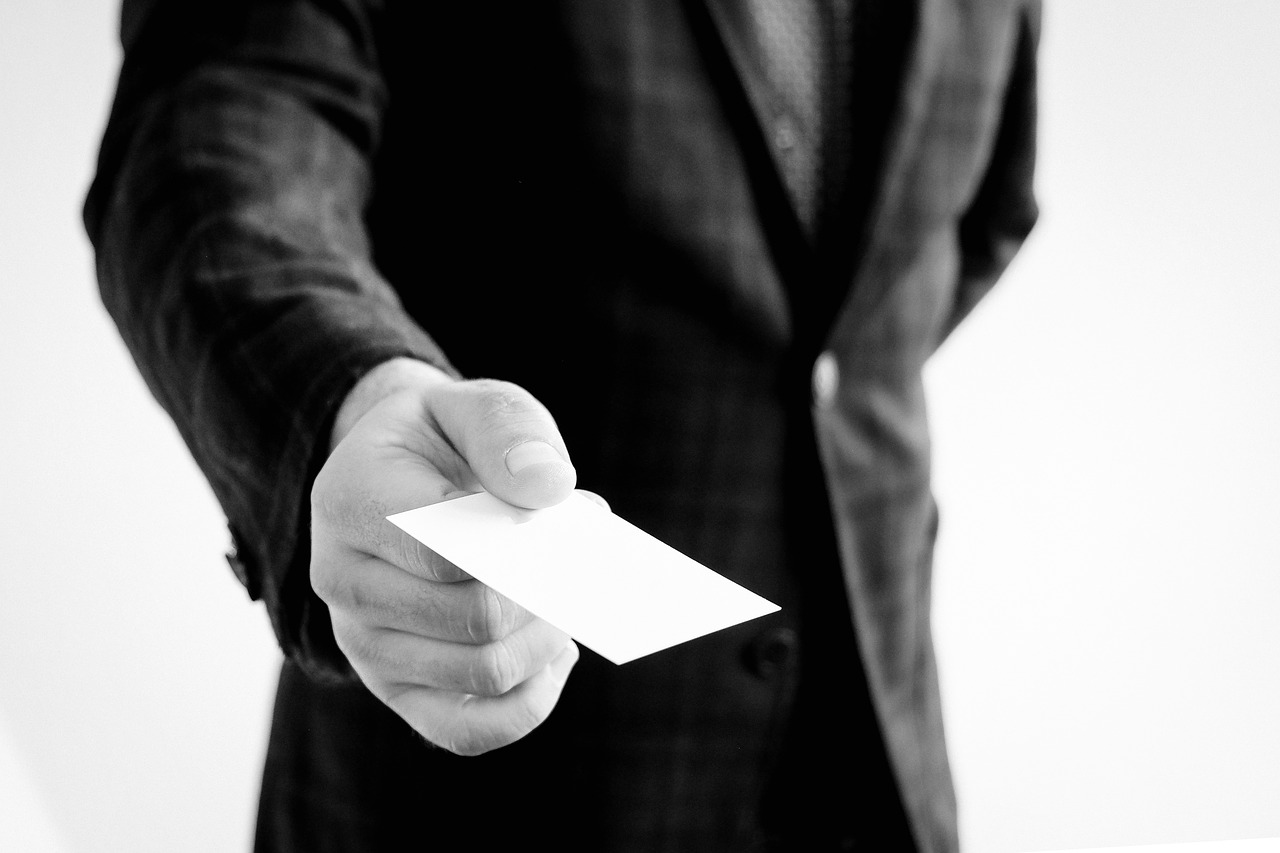 business card hand jacket free photo