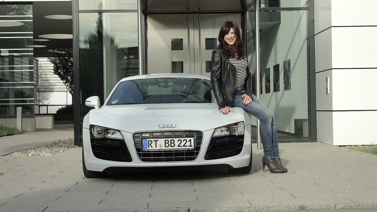 business woman audi r8 free photo