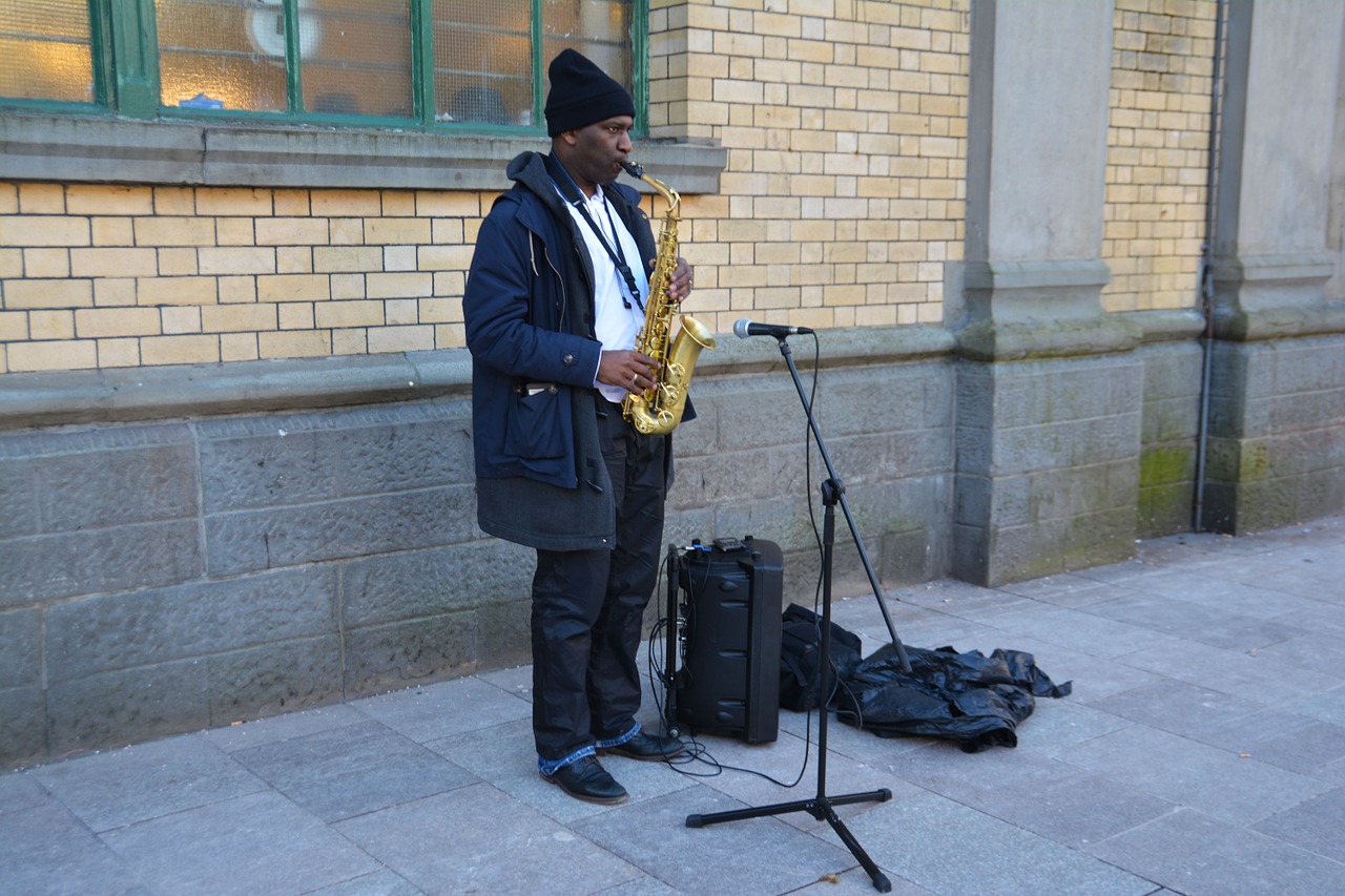 busking begging saxophone free photo