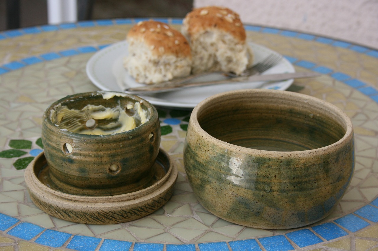 butter breakfast ceramic pot free photo