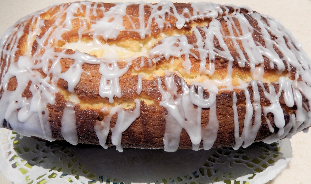 butter pound cake lemon glaze vanilla frosting free photo