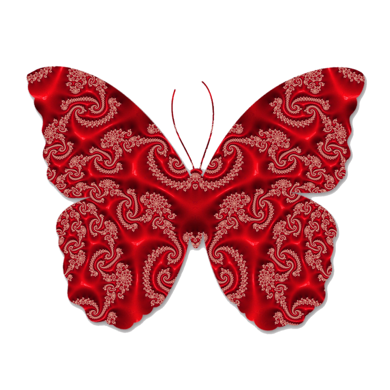 butterfly red fractal art free photo