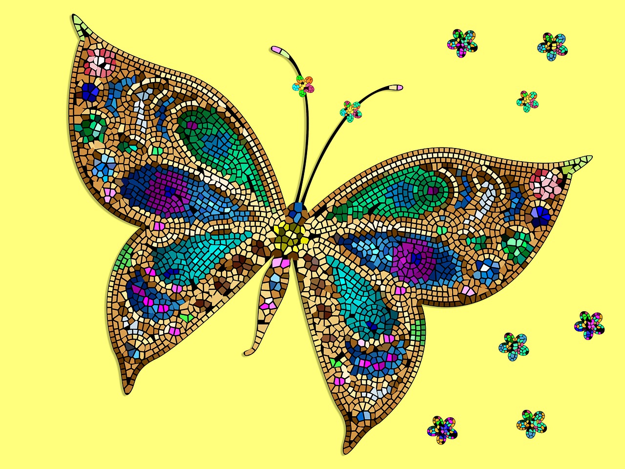 butterfly mosaic yellow free photo