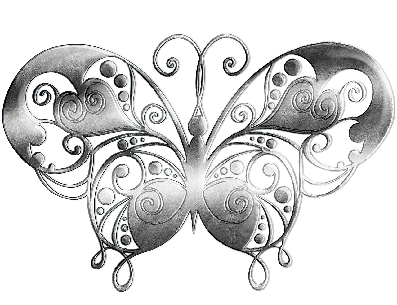 butterfly metal silver free photo