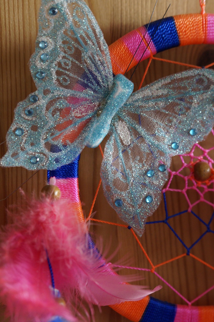butterfly dream catcher glitter free photo