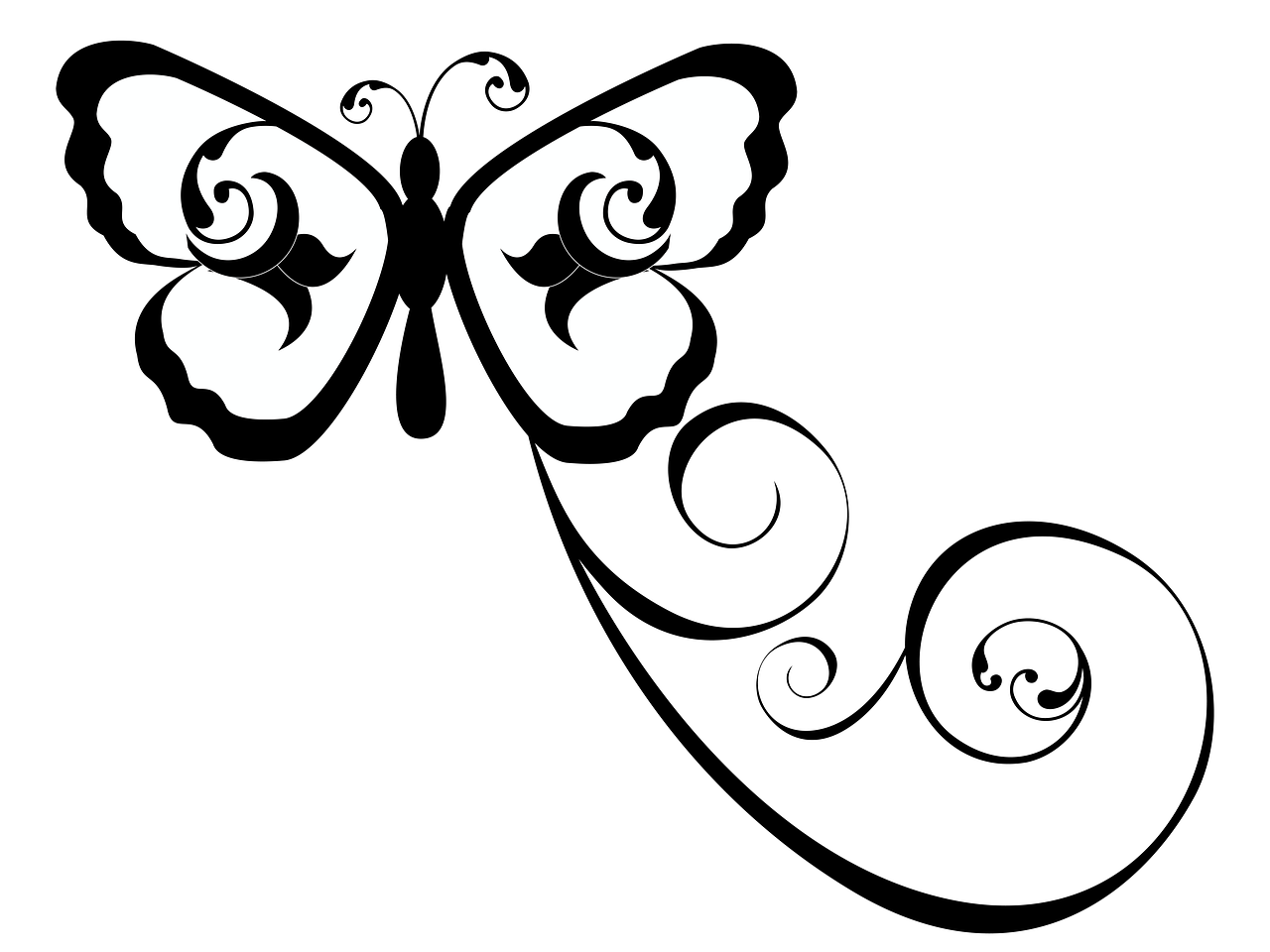 butterfly  flourish  design element free photo