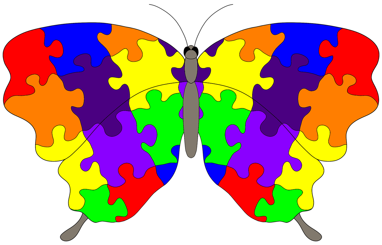 butterfly  the pieces of the puzzle  colorful free photo