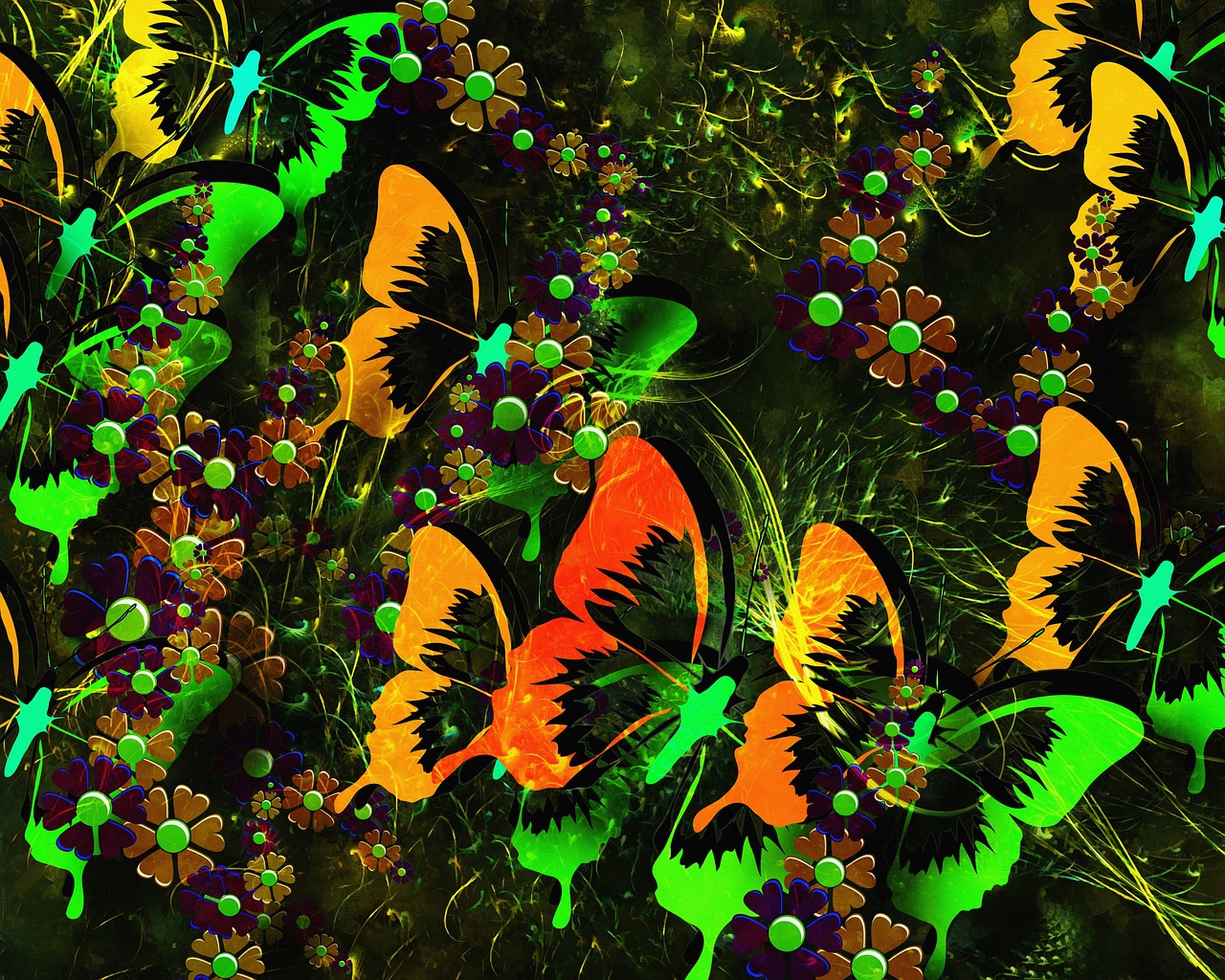 butterfly abstract flowers free photo