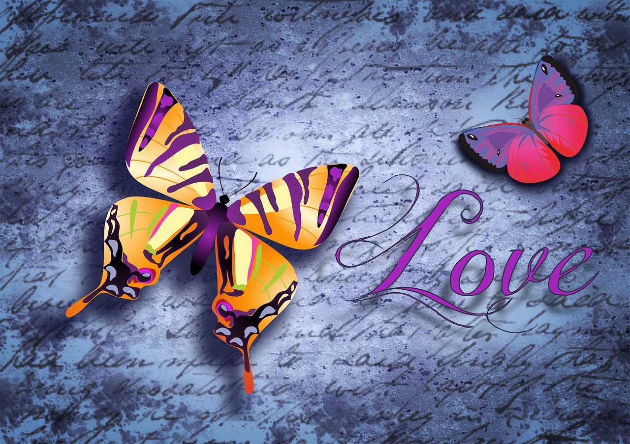 butterfly typography love letter free photo