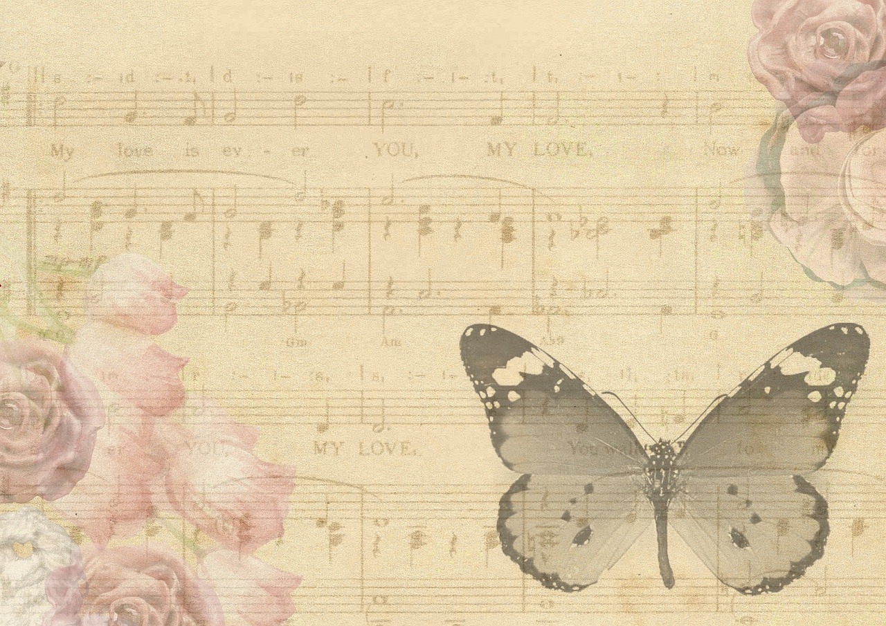 butterfly music vintage free photo