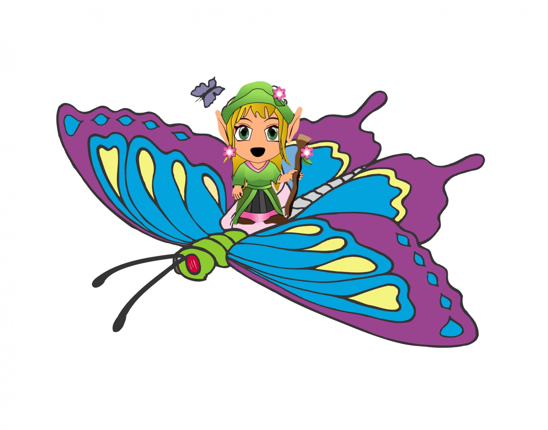girl butterfly cartoon free photo
