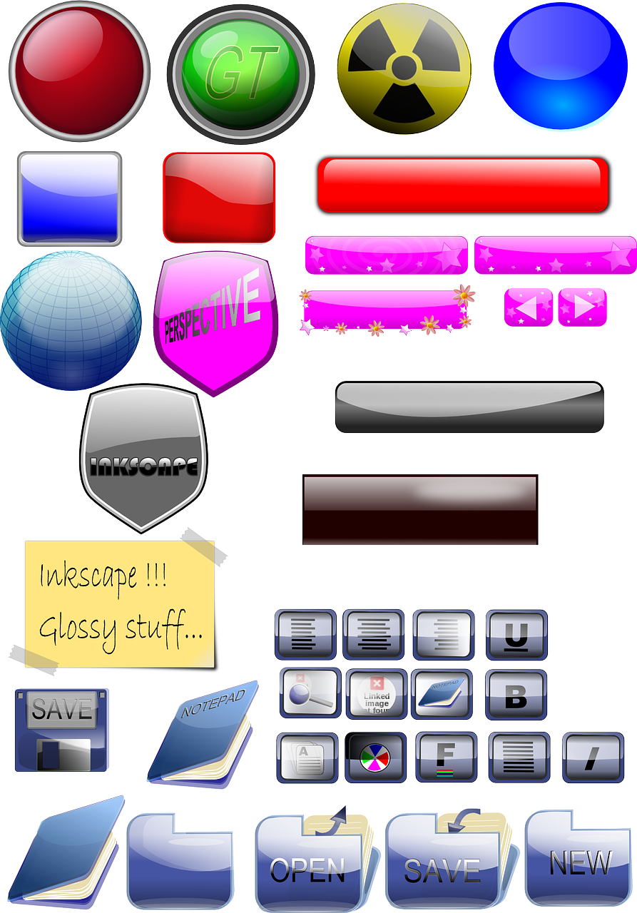 buttons glossy shield free photo