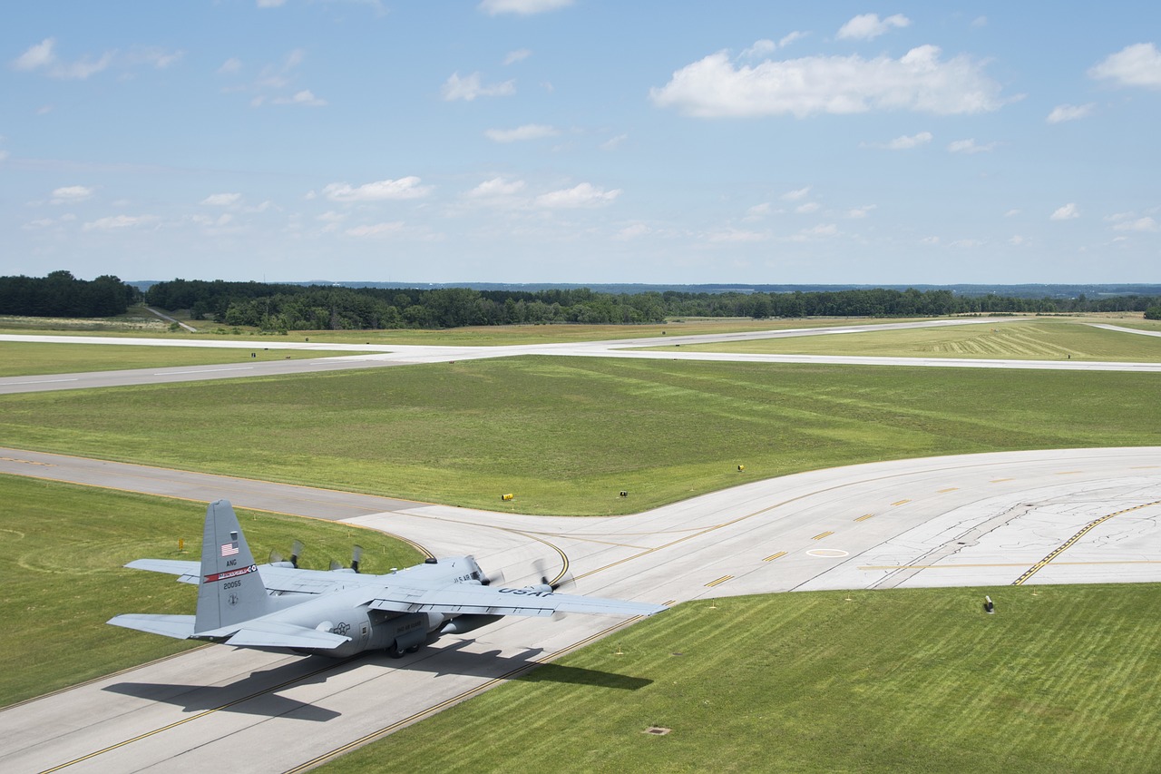 c-130 hercules preparing for takeoff usaf free photo