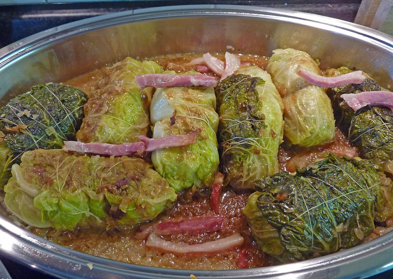 cabbage rolls roulades court free photo