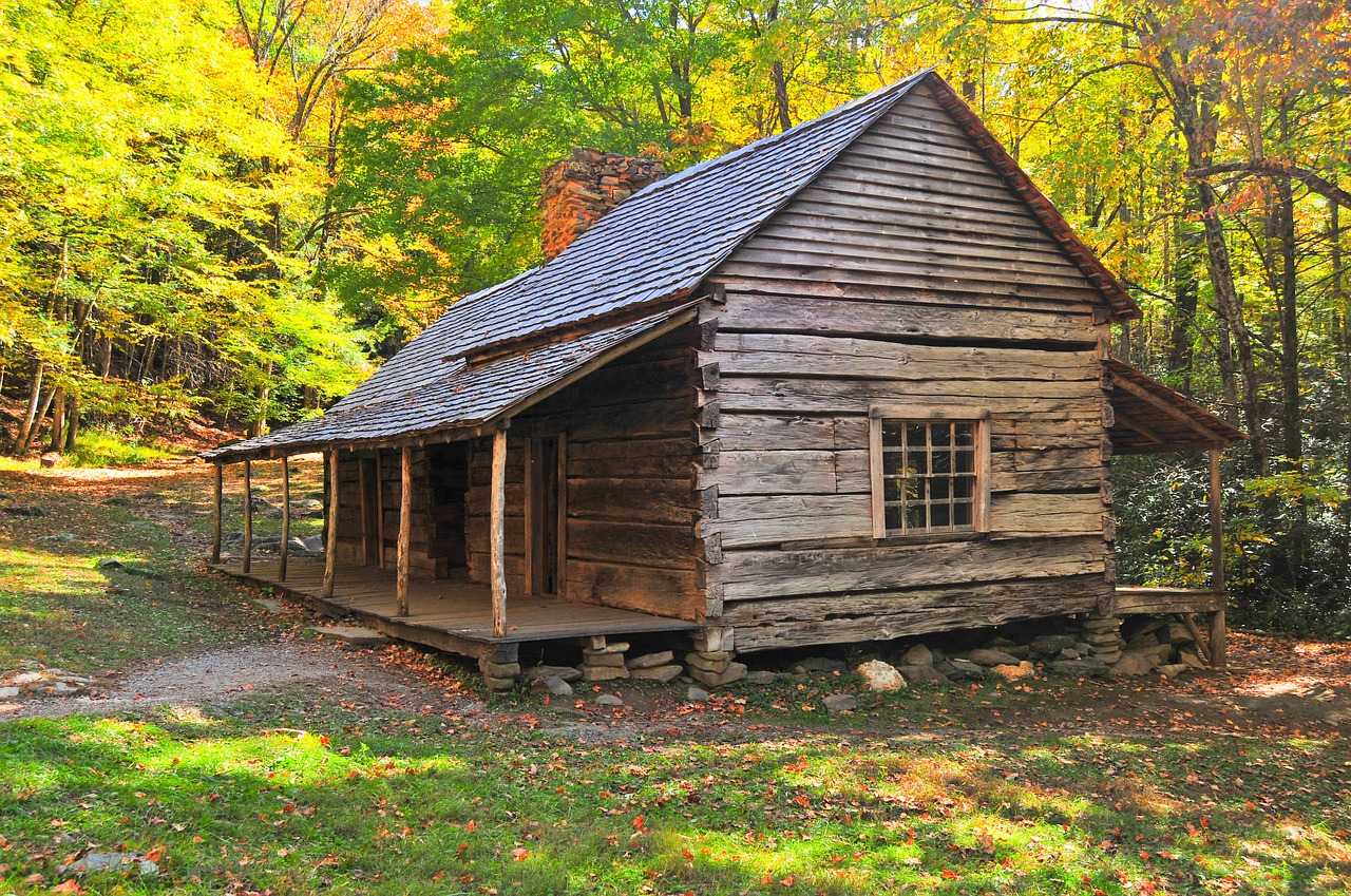 cabin mountains smoky mountains free photo