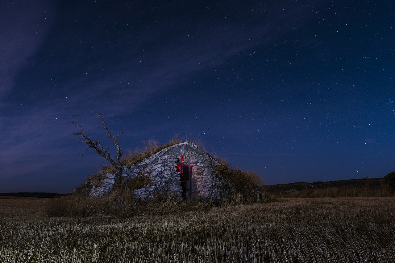 cabin night star free photo