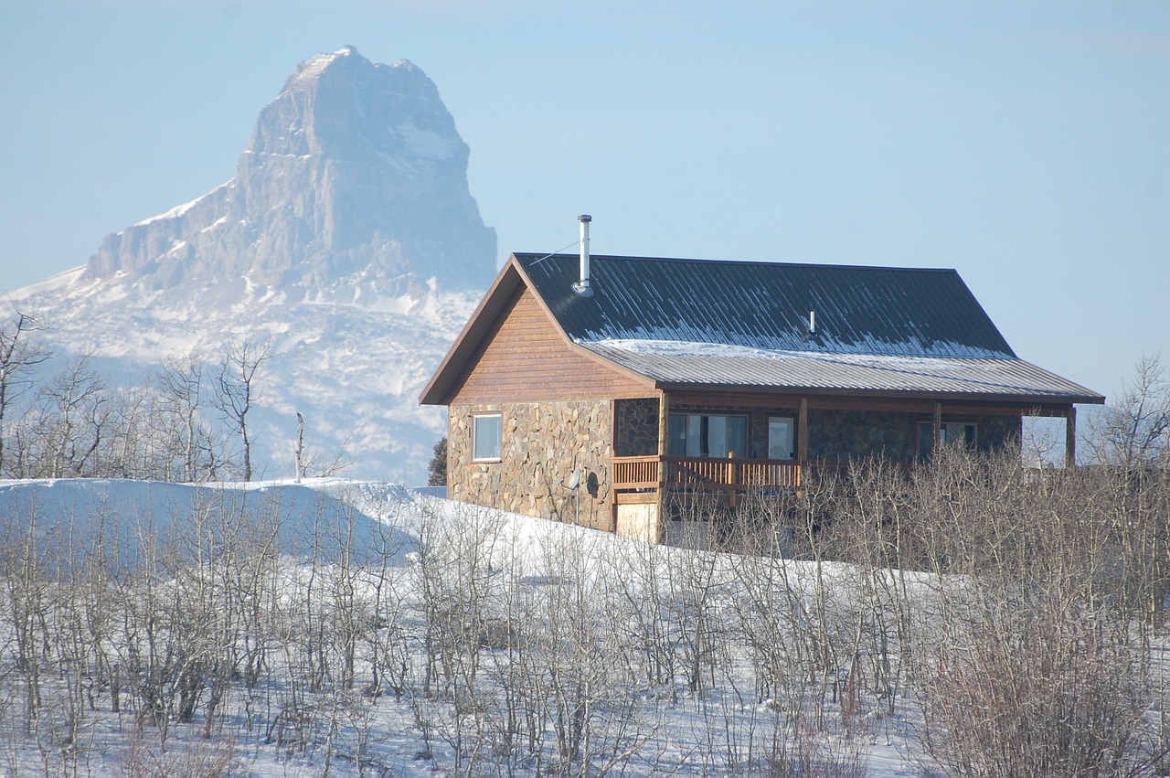 cabin winter landscape free photo