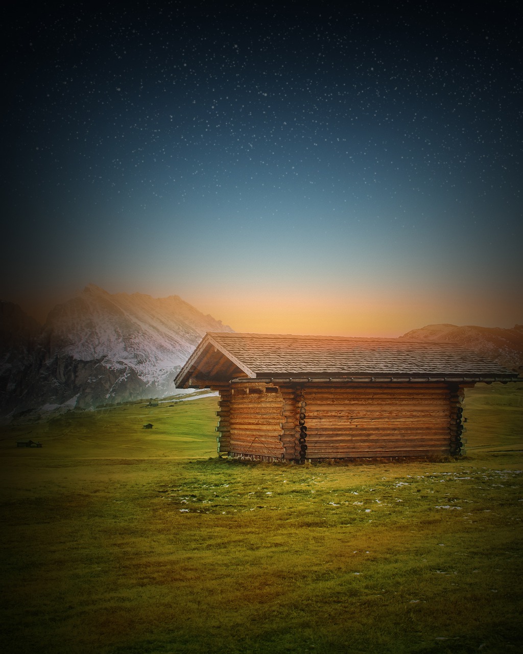 cabin  mountains  sunset free photo