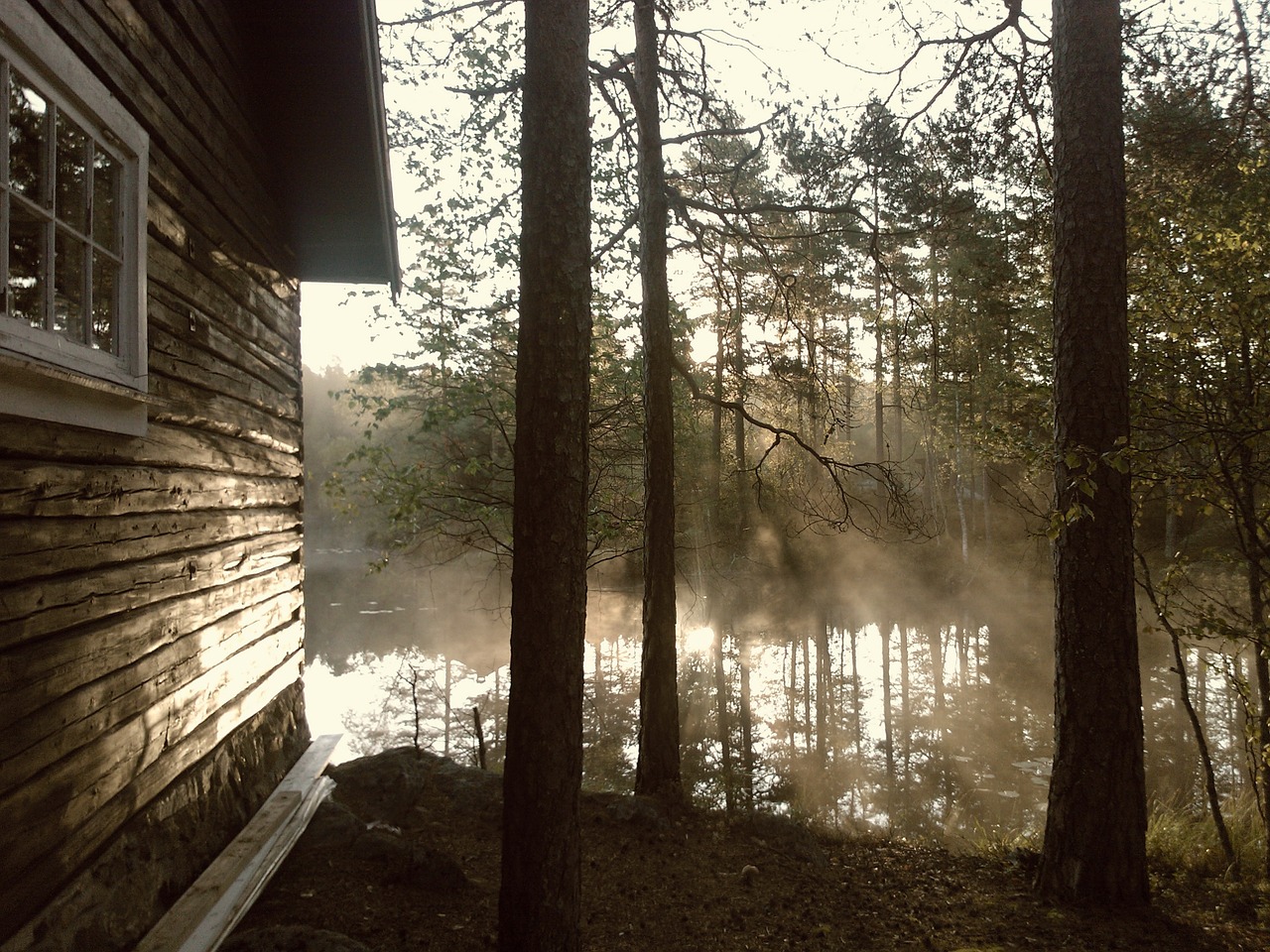 cabin cottage lake free photo