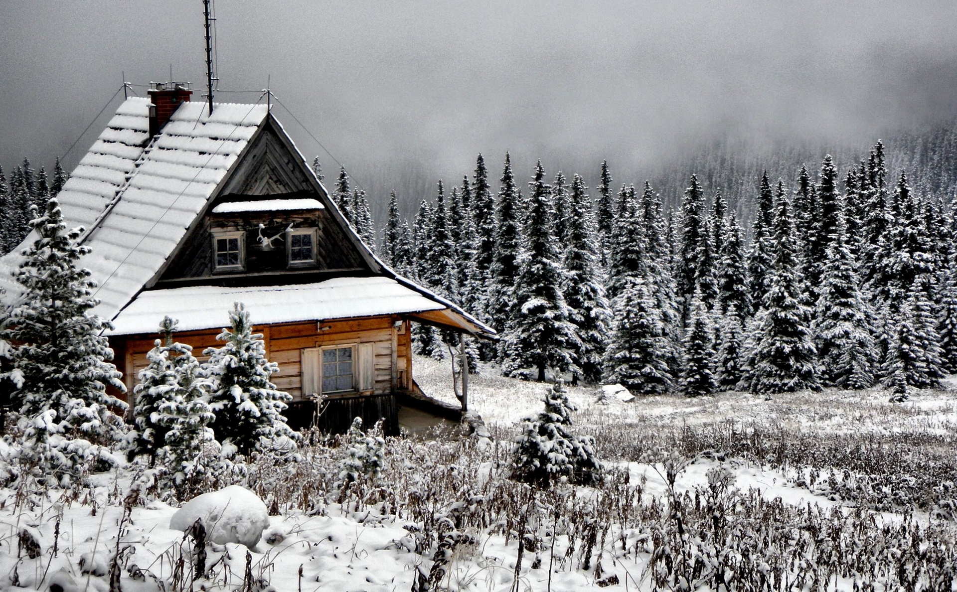 winter cabin house free photo