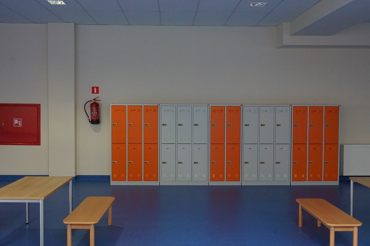 cabinets school corridor free photo