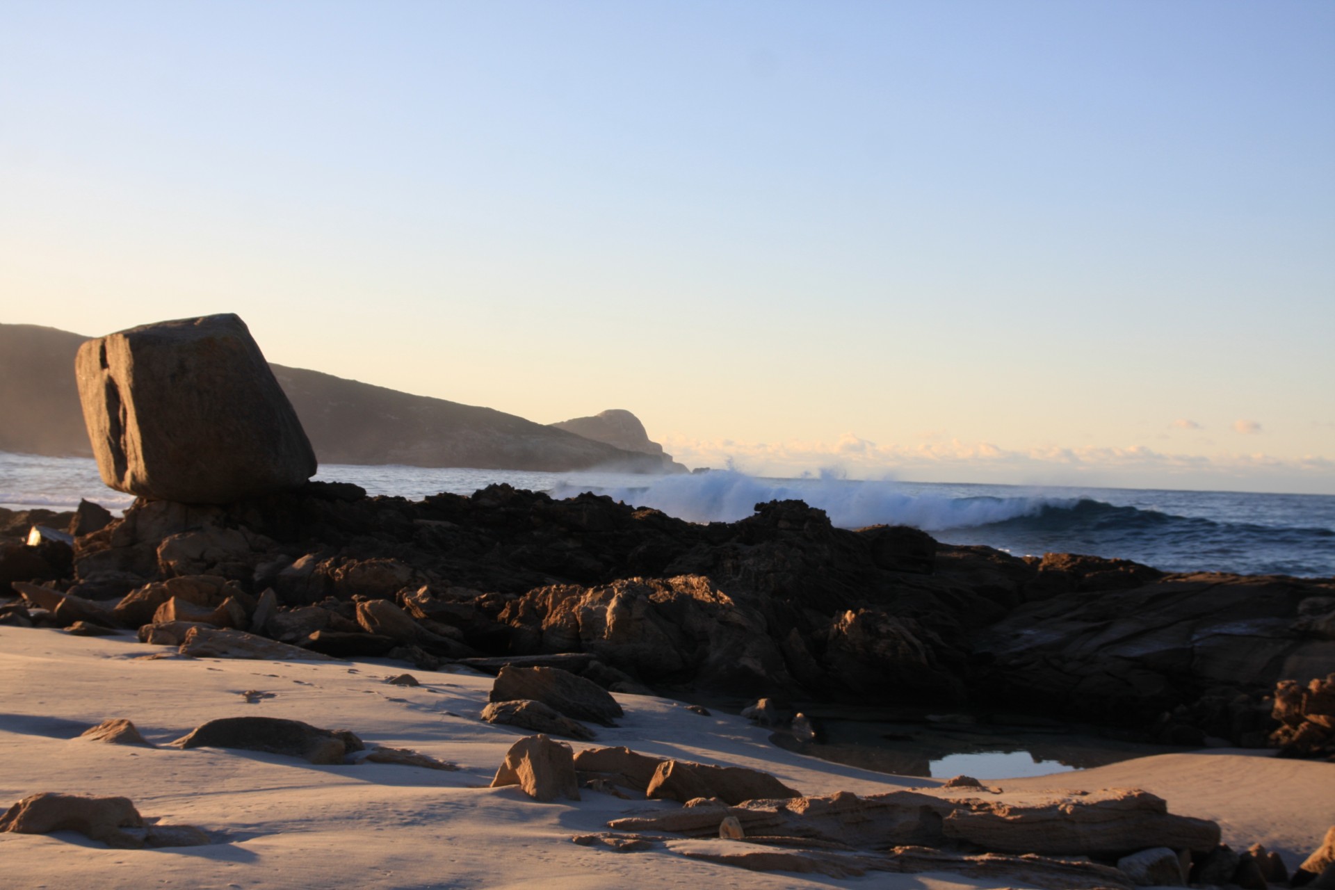 rock beach dawn free photo