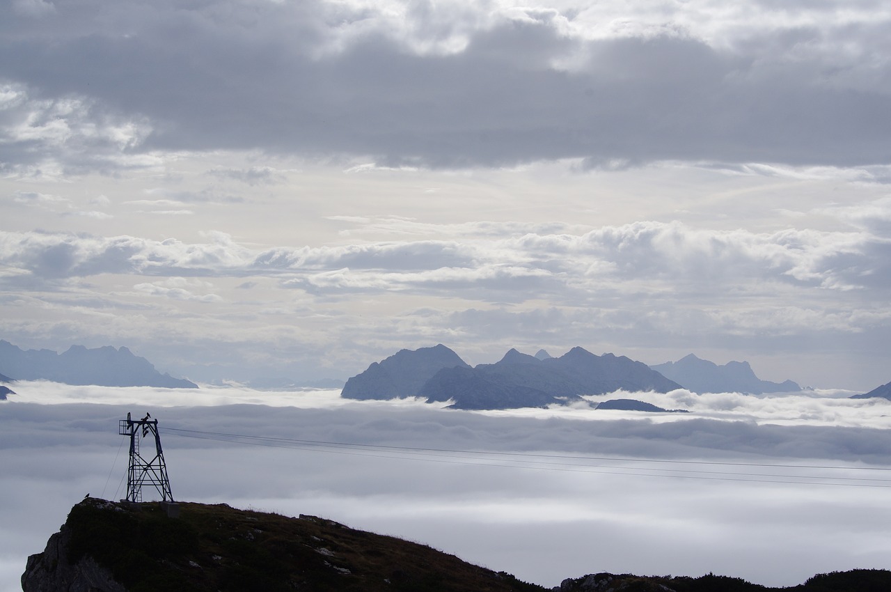 cable car summit above the clouds free photo