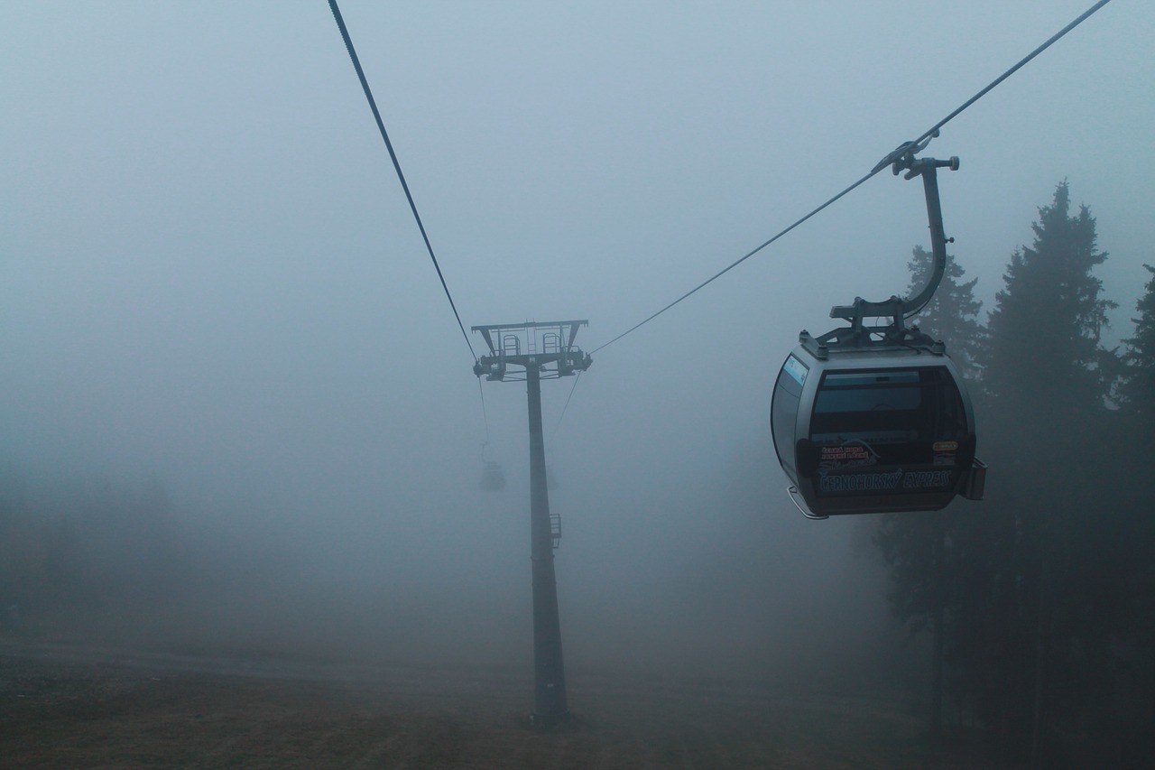 cableway fog mountains free photo