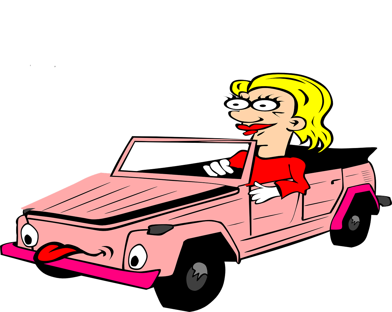 cabriolet cartoon blond woman free photo