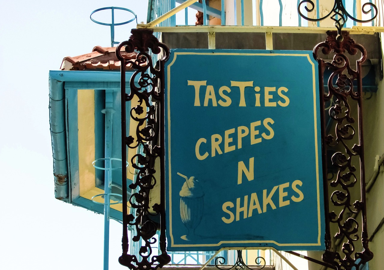 cafe crepes sign free photo