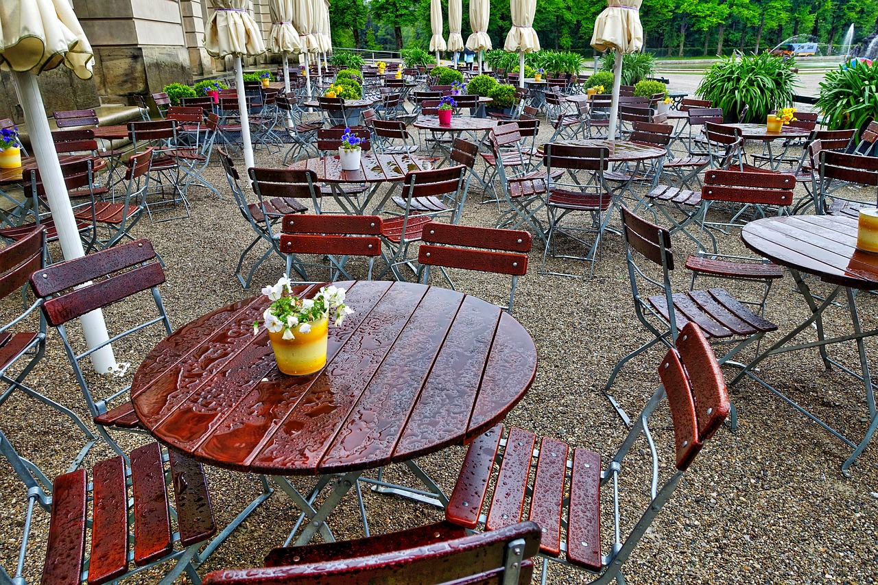 cafe tables wet free photo