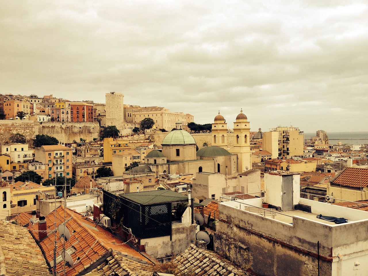 cagliari roofs old town free photo
