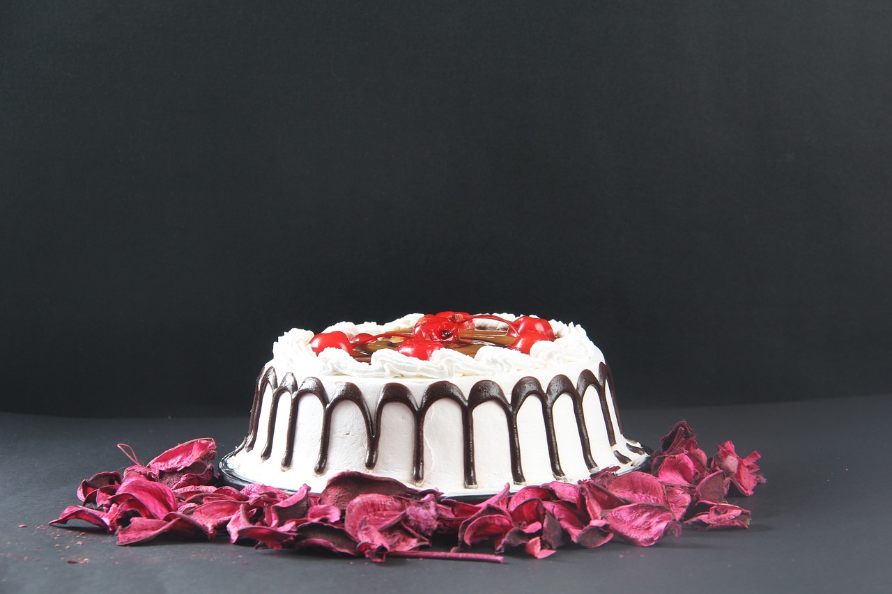 cake cherry petal free photo