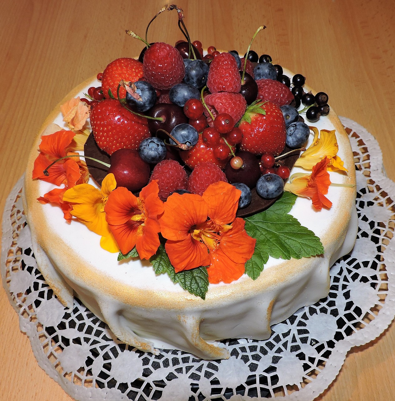 cake fruits cherries free photo
