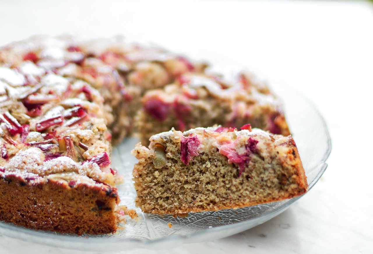 cake pastries rhubarb free photo