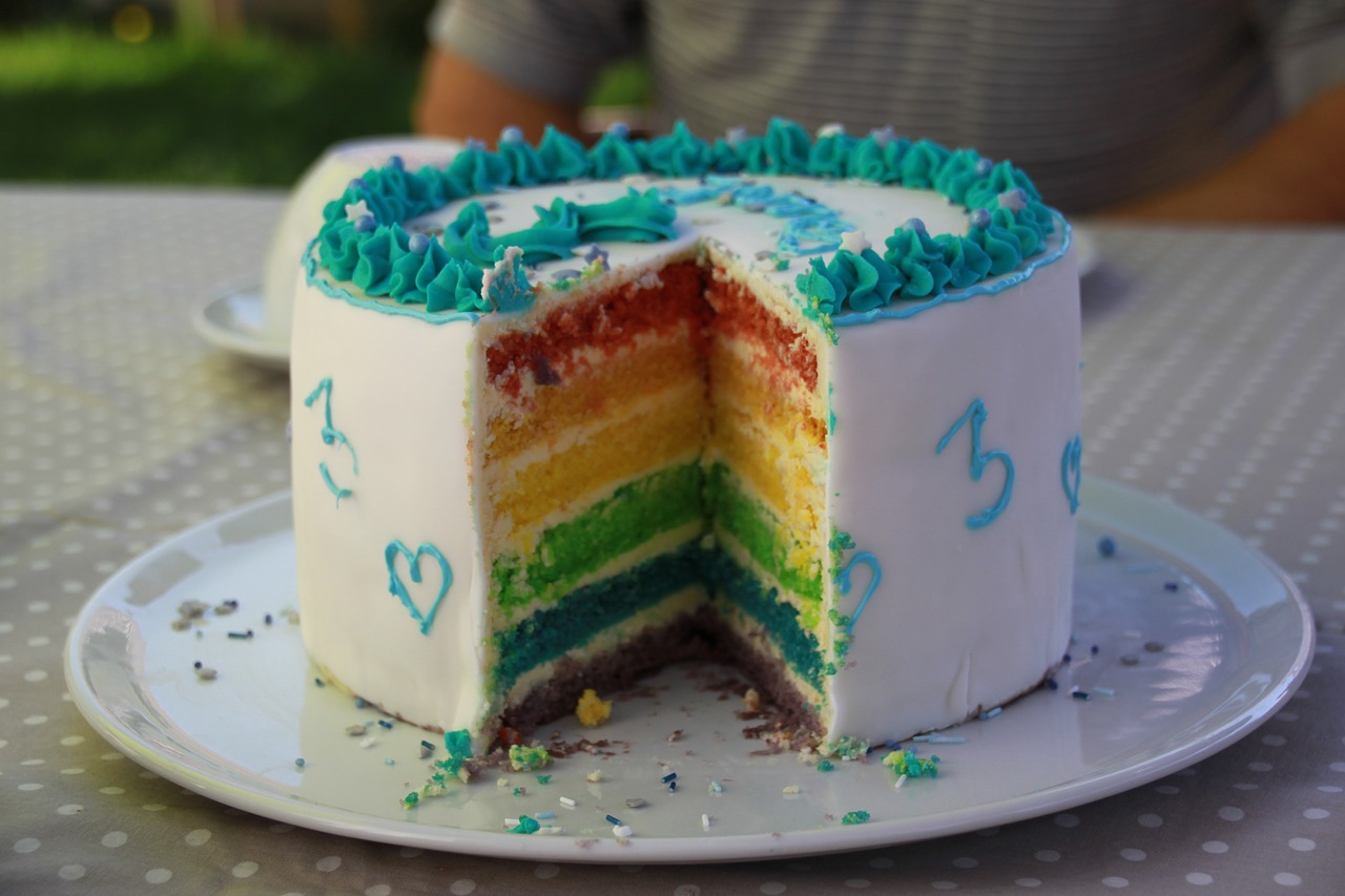 cake  birthday  rainbow free photo