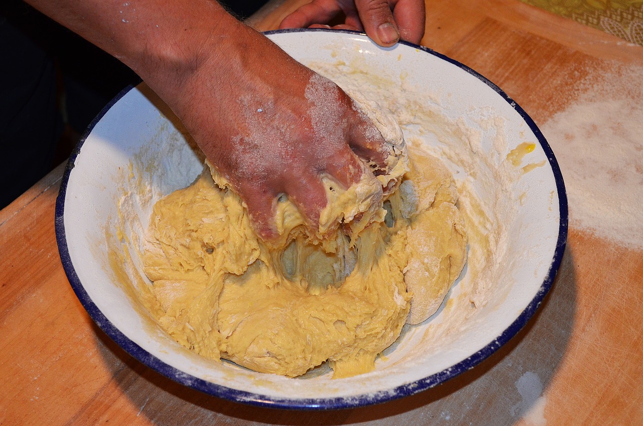 cake yeast kneading dough the bowl free photo