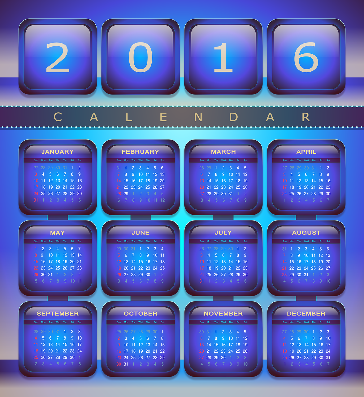calendar 2016 new year free photo