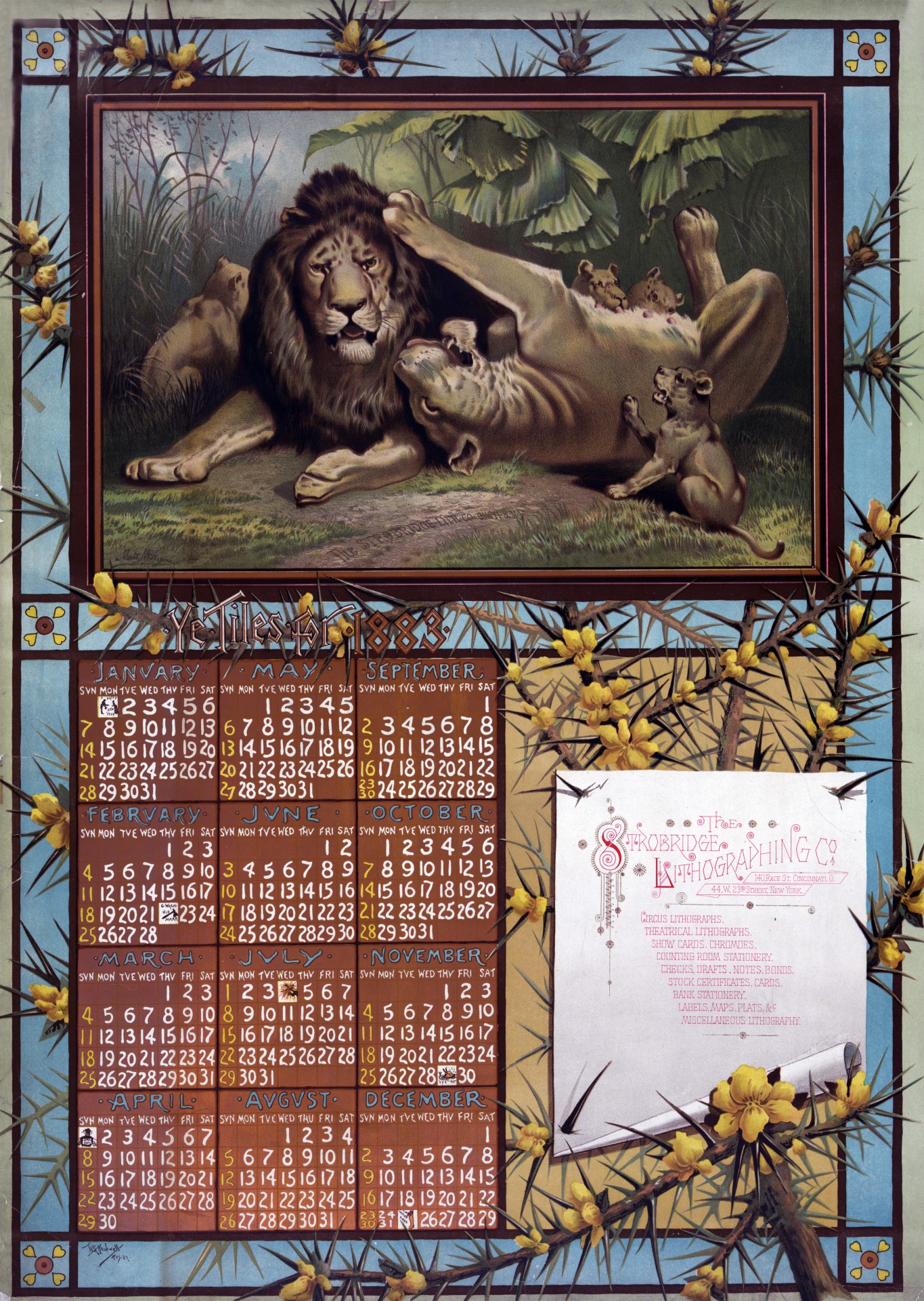 calendar 1883 lion free photo