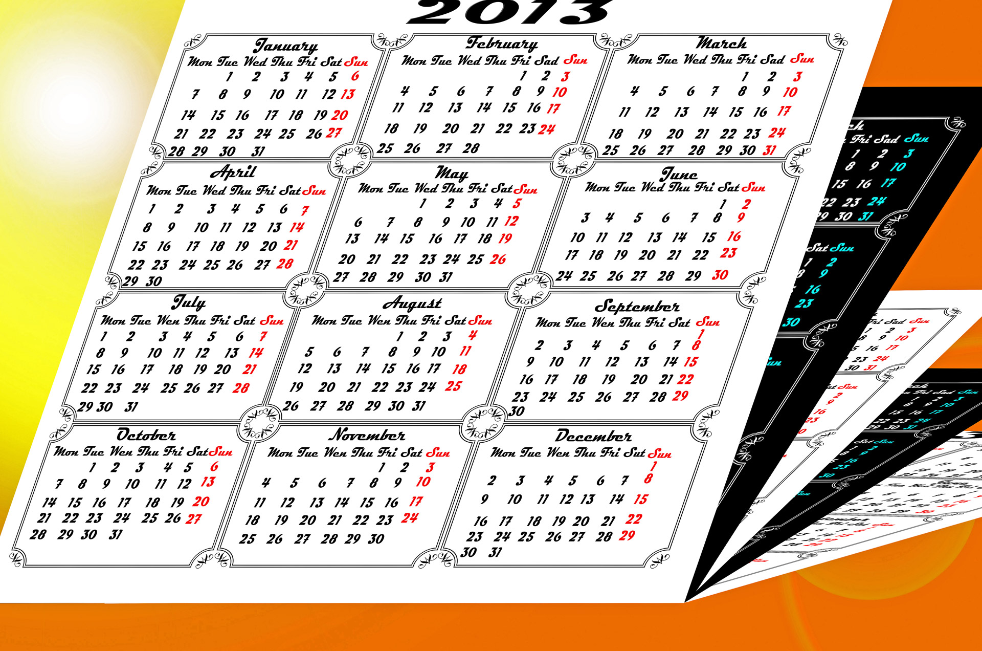 calendar 2013 abstract free photo