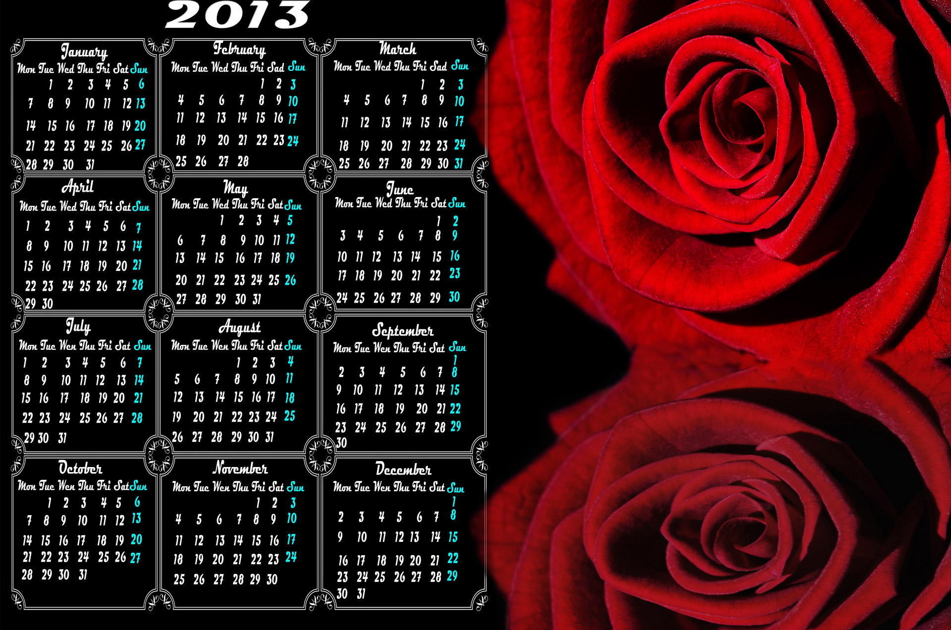 calendar 2013 rose free photo